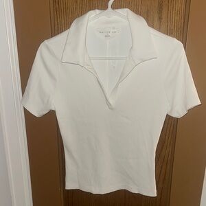 Travis Mathew White Polo-Style Short Sleeve Top